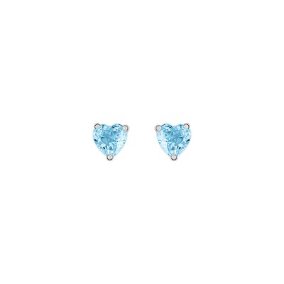 Clous d'oreilles en or blanc et topaze bleue