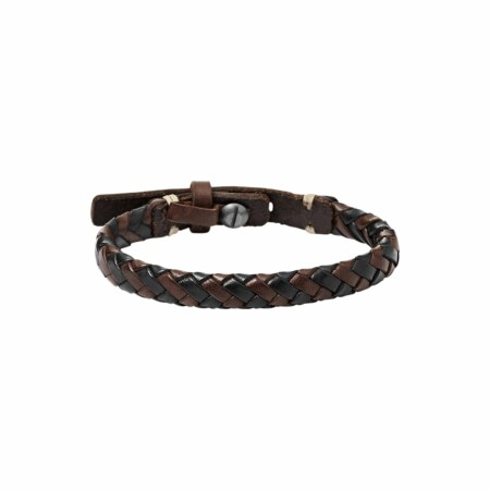 Bracelet FOSSIL en cuir marron tressé