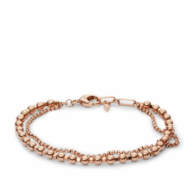 Bracelet FOSSIL perlé en métal doré rose 