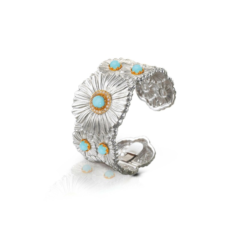 Buccellati Blossoms cuff bracelet, silver, vermeil, blue agate and diamonds