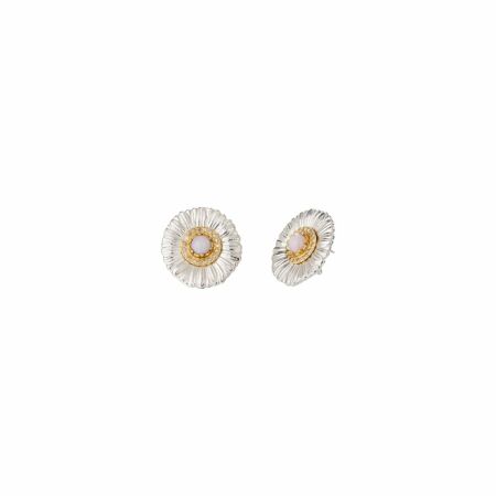 Buccellati Blossoms stud earrings, silver, vermeil, pink opal and diamonds