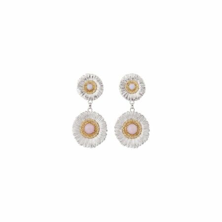 Buccellati Blossoms drop earrings, silver, vermeil, pink opal and diamonds