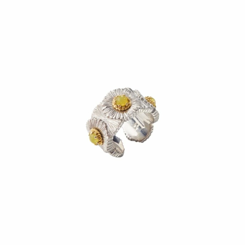 Bague Buccellati Blossoms en argent, vermeil et agathe jaune
