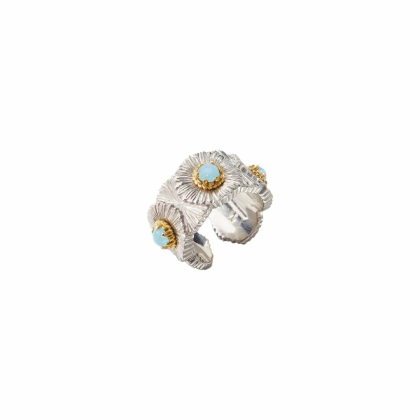 Buccellati Blossoms Ring, with silver, vermeil and blue agathe