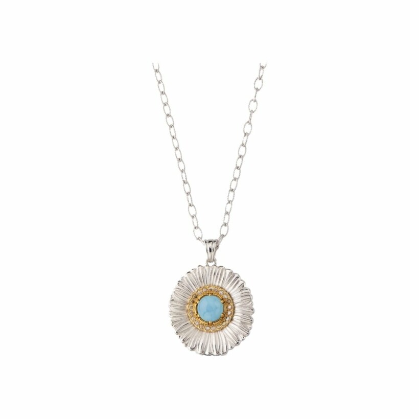 Buccellati Blossoms pendant, silver, vermeil, pink opal and diamonds