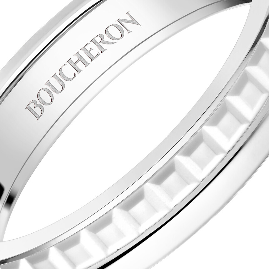 Boucheron Quatre Double White Edition wedding ring, white gold and white ceramic