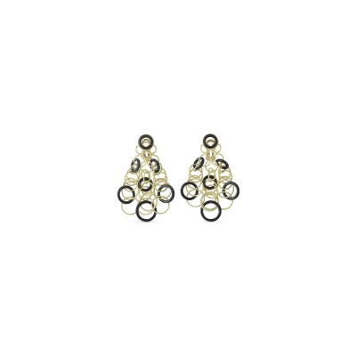 Boucles d'oreilles Buccellati Hawaii en or jaune et onyx