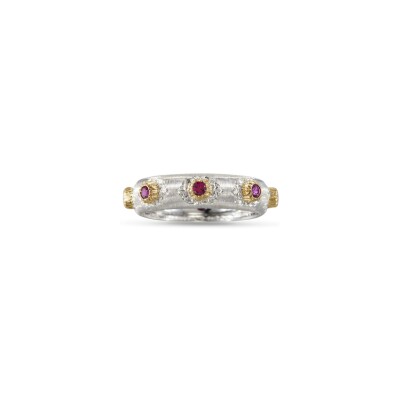 Bague Buccellati Eternelle Macri Positano en or blanc, jaune et rubis