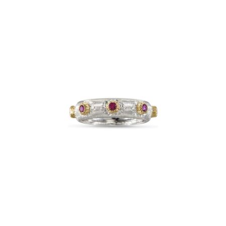 Bague Buccellati Eternelle Macri Positano en or blanc, jaune et rubis