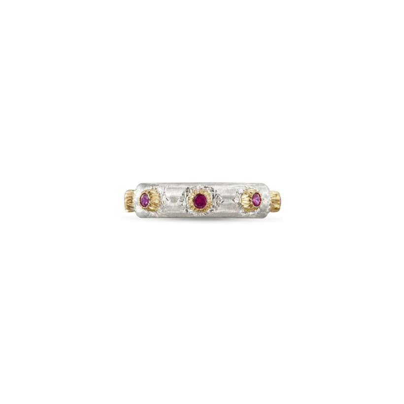 Bague Buccellati Eternelle Macri Positano en or blanc, jaune et rubis