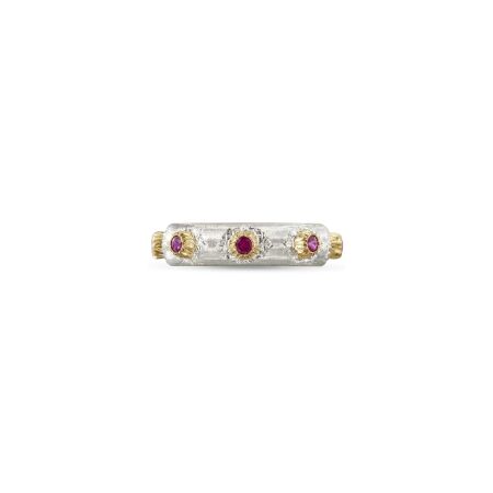 Bague Buccellati Eternelle Macri Positano en or blanc, jaune et rubis