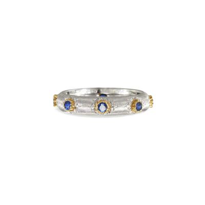 Alliance Buccellati en or blanc, or jaune et saphir