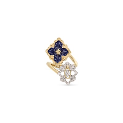 Bague Buccellati Opera Tulle en or jaune, or blanc, diamant et émail bleu