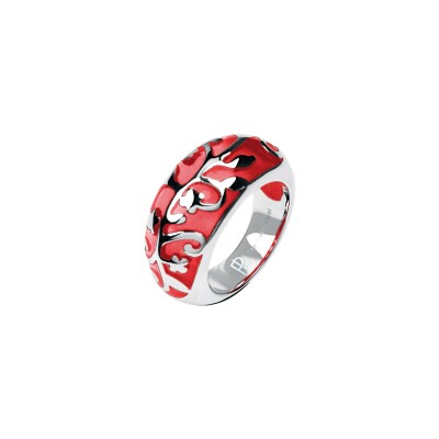 Bague Pierre Lannier Criterium en acier et email, taille 52