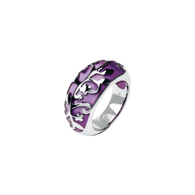 Bague Pierre Lannier Criterium en acier et email, taille 56