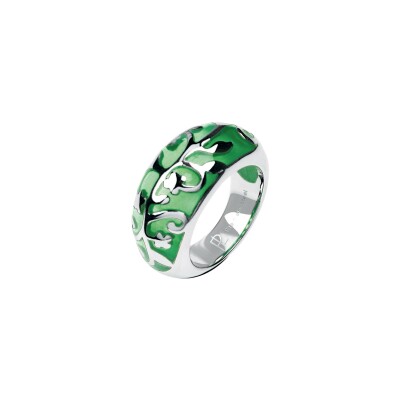Bague Pierre Lannier Criterium en acier et email, taille 52