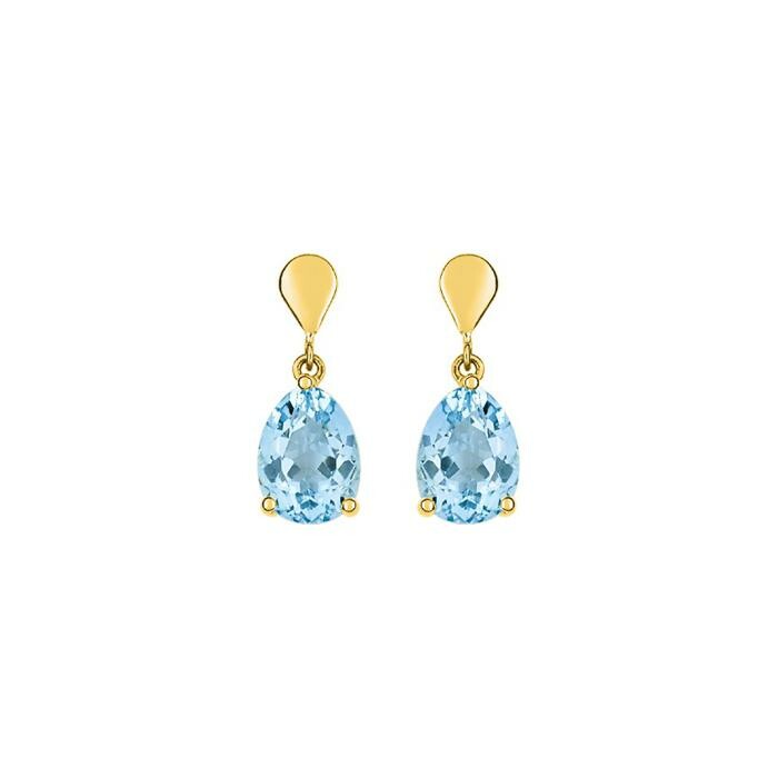 Boucles d'oreilles pendantes en or jaune et topazes