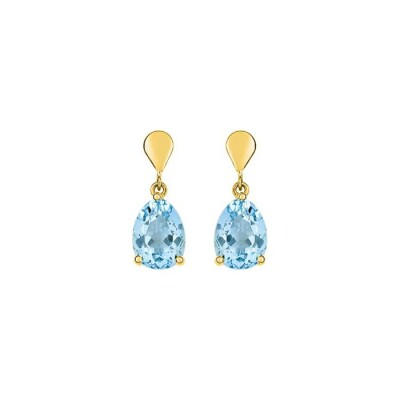 Boucles d'oreilles pendantes en or jaune et topazes