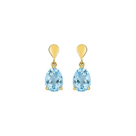 Boucles d'oreilles pendantes en or jaune et topazes