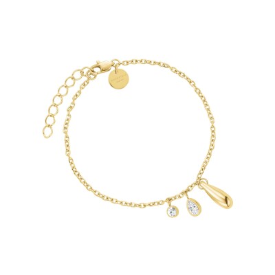 Bracelet Rosefield Bold Solitary en acier doré et zircon