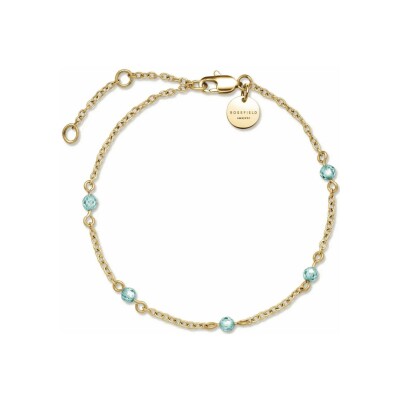 Bracelet Rosefield 5 pierres bleues en acier doré