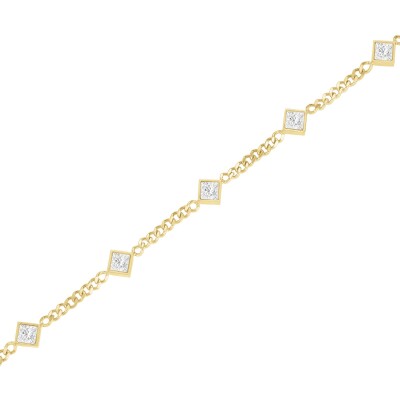 Bracelet Rosefield Playful Diamonds en acier doré et zircon