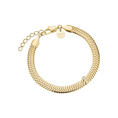 Bracelet Rosefield Snake Evolution en acier doré et zircon