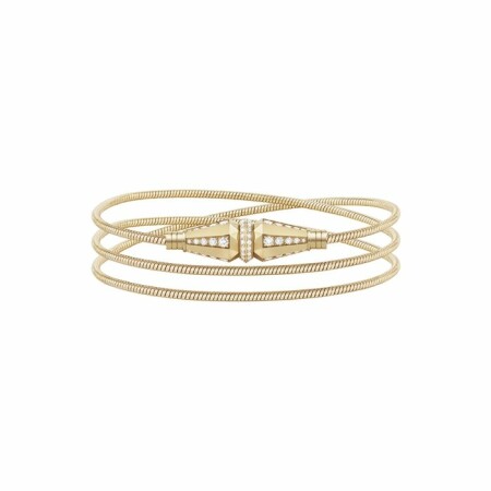 Bracelet Boucheron Jack trois tours en or jaune et diamants