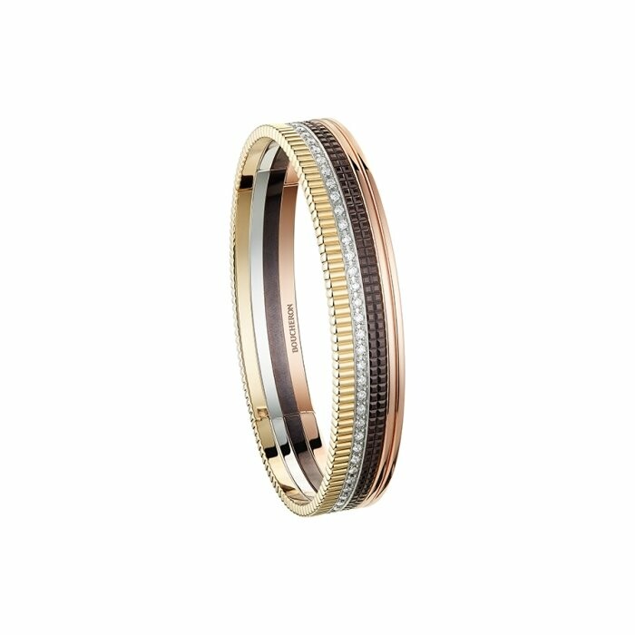 Boucheron Quatre bracelet, diamond paved on yellow gold, white gold, pink gold and brown PVD