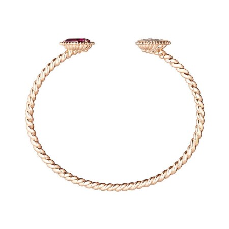 Bracelet Boucheron Serpent Bohème motif double S en or rose, grenat et diamants