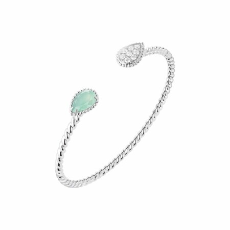 Boucheron Serpent Bohème Aquaprase bracelet, two S patterns in white gold, diamonds and aquaprase