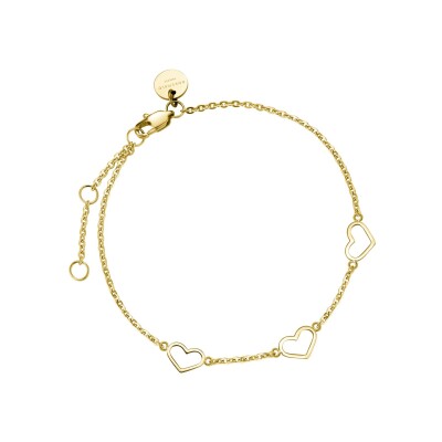 Bracelet Rosefield triple cœur en acier doré 