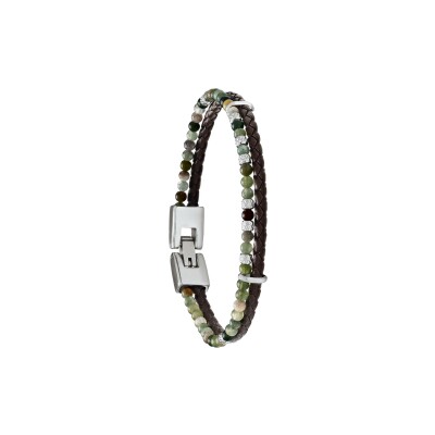 Bracelet Jourdan Bijoux Nil en cuir, acier et agate