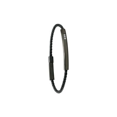 Bracelet Jourdan Bijoux Instinct en cuir, acier pvd et diamants