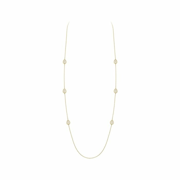 Boucheron Serpent Bohème long necklace, 6 diamond pave motifs, yellow gold