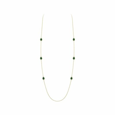 Collier sautoir Boucheron Serpent Bohème 6 motifs sertis de malachite, sur or jaune