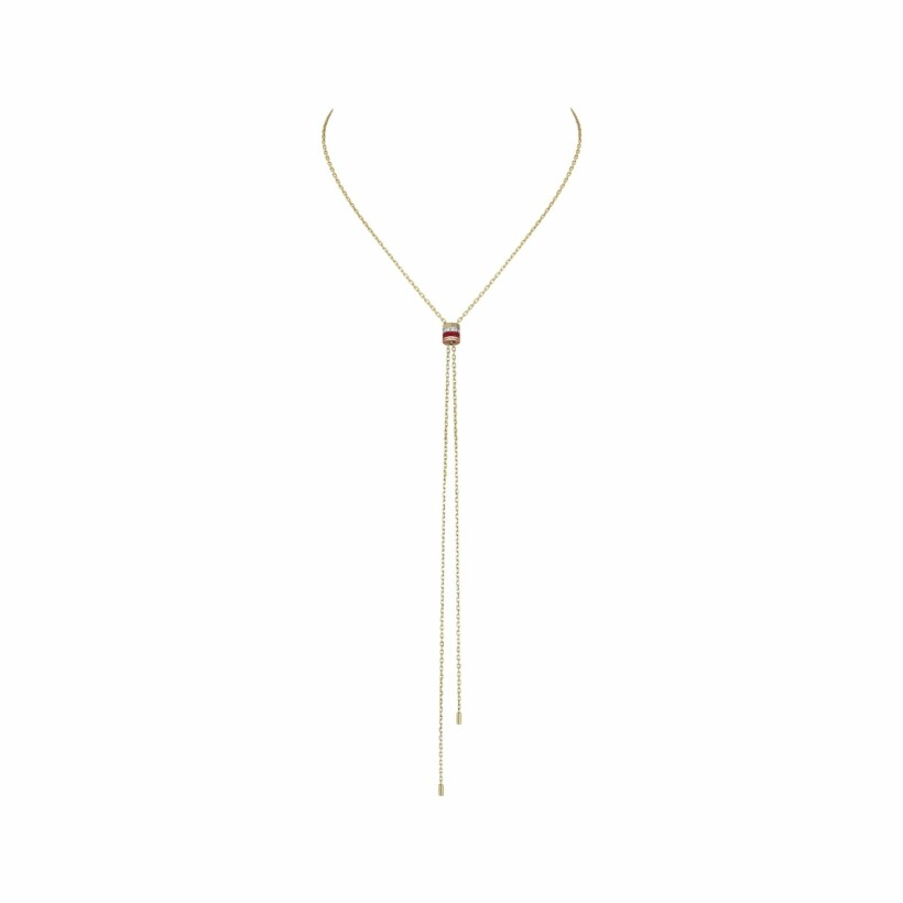 Collier cravate Boucheron Quatre Red Edition, Petit modèle en or blanc, or jaune, or rose, céramique rose et diamants
