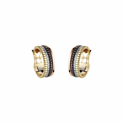 Boucles d'oreilles créoles Boucheron Quatre Classique en or jaune, blanc, rose, diamants et PVD marron