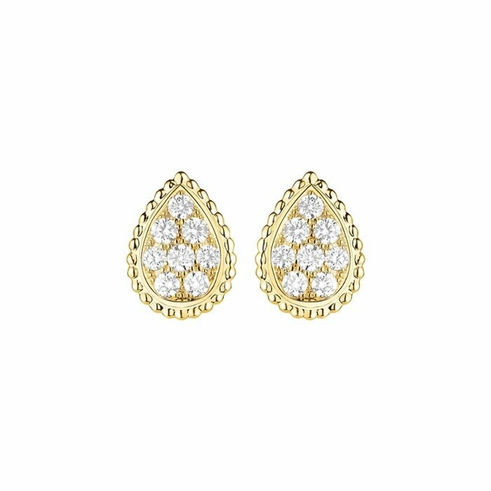 Boucheron Serpent Bohème chip earrings, diamond paved on yellow gold