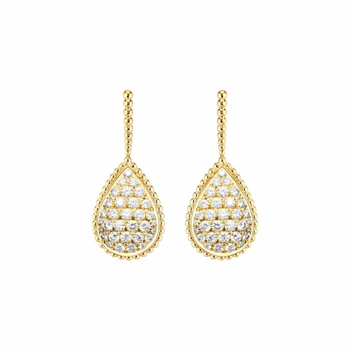  Boucheron Serpent Bohème sleeper earrings, diamond paved on yellow gold