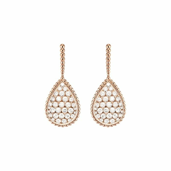  Boucheron Serpent Bohème sleeper earrings, set with diamonds on pink gold