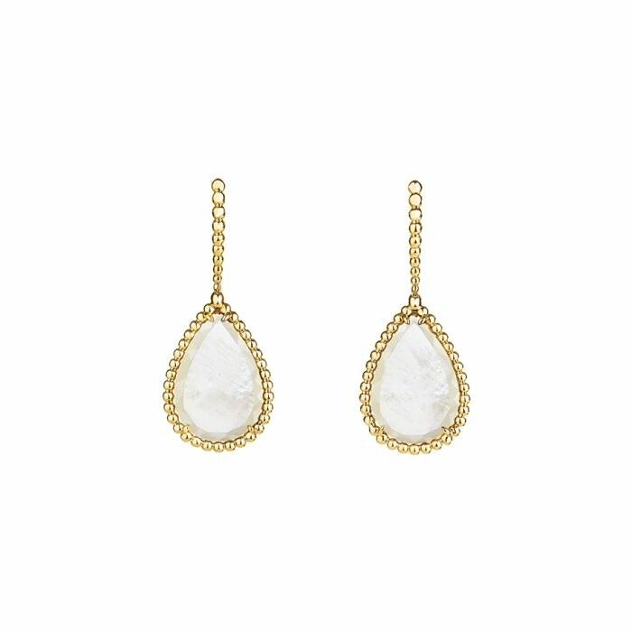  Boucheron Serpent Bohème sleeper earrings, set with mother of pearl on yellow gold