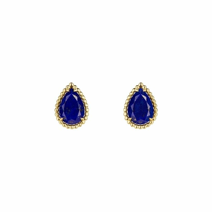Boucheron Serpent Boheme earrings, S pattern in yellow gold and lapis lazulis
