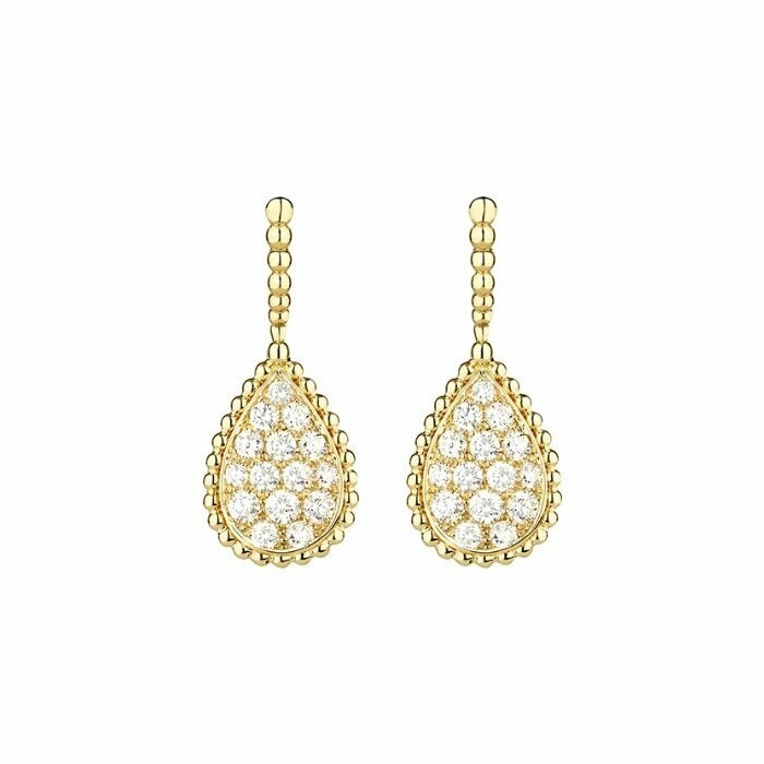  Boucheron Serpent Bohème sleeper earrings, diamond paved on yellow gold