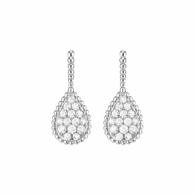 Boucles d'oreilles dormeuses Boucheron Serpent Bohème pavées de diamants, sur or blanc