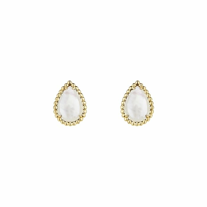 Boucheron Serpent Boheme earrings, S pattern in yellow gold and mother of pearl