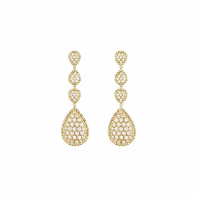 Boucles d'oreilles pendantes Boucheron Serpent Bohème pavés de diamants, sur or jaune