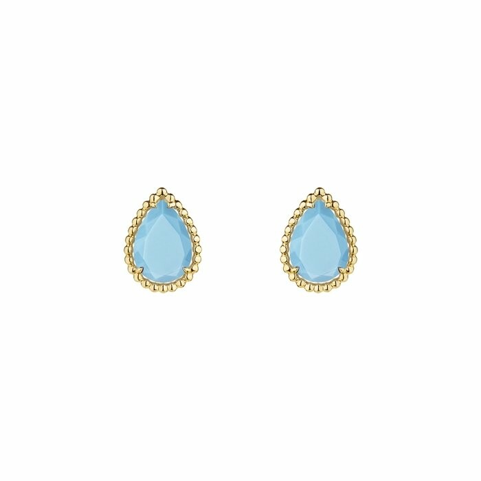 Boucheron Serpent Bohème chip earrings, set with two turquoise on yellow gold