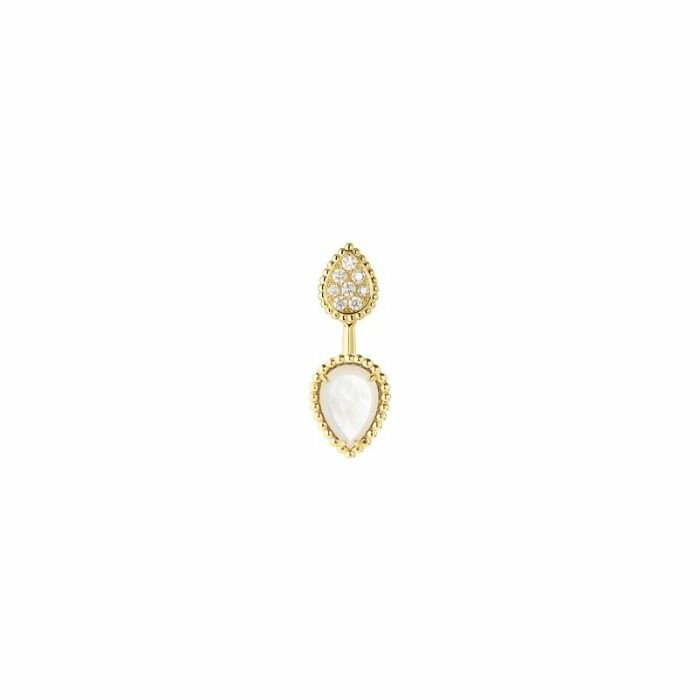 Boucheron Serpent Bohème motif single earring, S and XS, yellow gold, white mother-of-pearl and diamonds