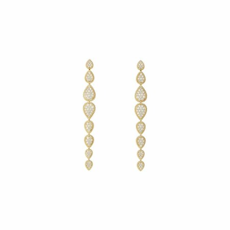 Boucheron Serpent Bohème dangling earrings, yellow gold and round diamonds paved